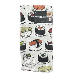 NWT Set of 2 Sushi Print Kitchen Towels California Roll Nigiri Novelty Home